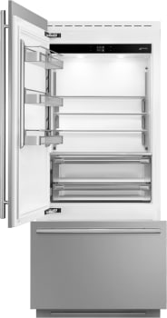 Smeg RBMU36LX - 36 Inch Built-In Bottom Mount Refrigerator in Opened View