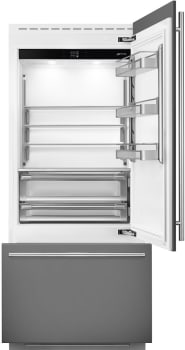 Smeg RBMU36R - UNIVERSAL 36 Inch Built-In Bottom Mount Refrigerator in Opened View
