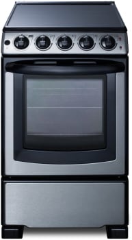 Summit White Pearl Series REX2071SSRT - 20 Inch Slide-In Electric Range