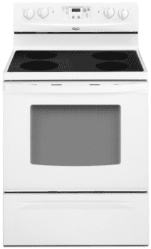 Whirlpool Rf214lxtq 30 Inch Freestanding Electric Range With 4 Radiant Burners Ceramic Glass Cooktop 4 8 Cu Ft Manual Clean Oven And Storage Drawer White