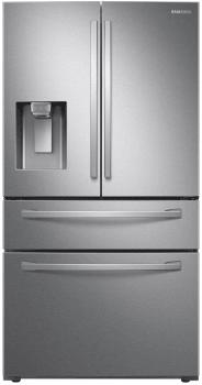 Samsung Rf28r7201sr 36 Inch 4 Door Smart Refrigerator With 28 Cu Ft Capacity Wifi Twin Cooling Plus Ice Max Ez Open Handles Door Alarm Humidity Control Crispers Tempered Glass Shelves Flexzone Drawer And