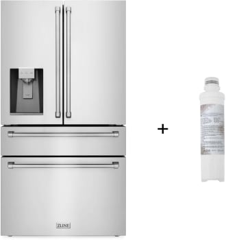 ZLINE RFMWWF36 - 36 Inch Counter Depth 4-Door French Door Refrigerator (Replacement Water Filter Included)