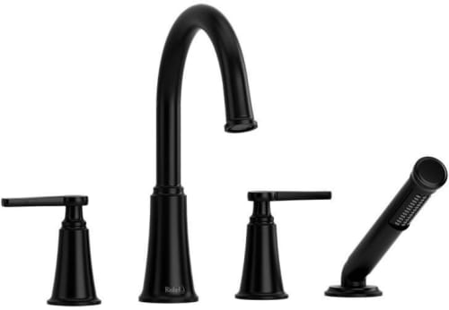 Rohl Momenti™ MMRD12JBK - Momenti™ 4-Hole Deck Mount Tub Filler With C-Spout in Black