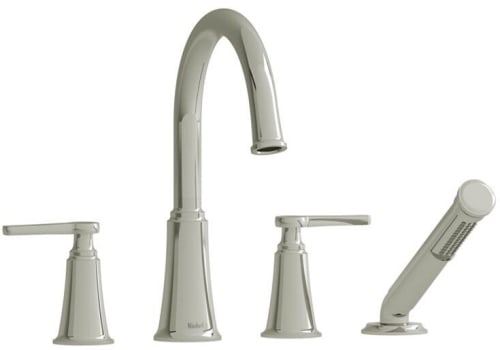 Rohl Momenti™ MMRD12JPN - Momenti™ 4-Hole Deck Mount Tub Filler With C-Spout in Polished Nickel