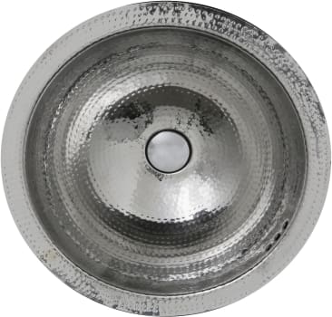 Nantucket Sinks Brightwork Home Collection RLSOF - 17 Inch Hand Hammered Stainless Steel Round Undermount Bathroom Sink With Overflow