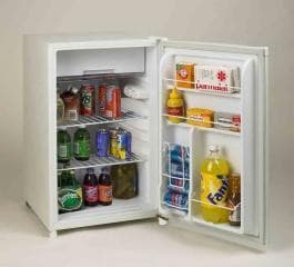 Avanti Rm4550w2 4 5 Cu Ft Compact Refrigerator With Beverage Can Dispenser Slide Out Adjustable Shelf And Reversible Door White