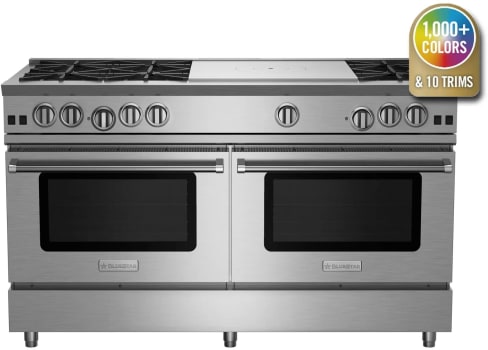 BlueStar RNB Series RNB606FTBV2LCPLT - 60 Inch Freestanding Gas Range with 6 UltraNova™ Open Burners &amp; Frenchtop
