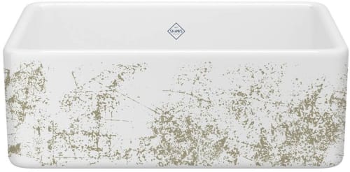 Rohl MS3018WHMTGO - 18 Inch Single Bowl Farmhouse Apron Front Fireclay Kitchen Sink with 3 1/2" Drain Connection