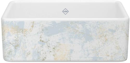 Rohl MS3018WHPTBG - 18 Inch Single Bowl Farmhouse Apron Front Fireclay Kitchen Sink with 3 1/2" Drain Connection