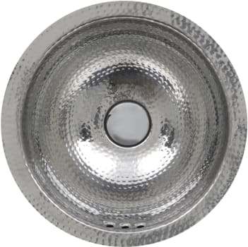 Nantucket Sinks Brightwork Home Collection ROSOF - 13 Inch Hand Hammered Stailess Steel Round Undermount Bathroom Sink With Overflow