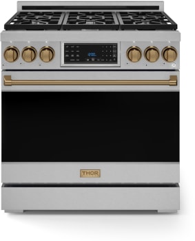 Thor Kitchen Gordon Ramsay Collection RSG36BRZ - 36 Inch Professional Gas Range in Front View