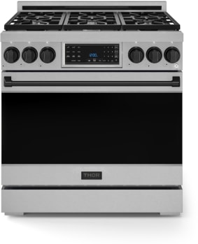 Thor Kitchen Gordon Ramsay Collection RSG36LPBLK - 36 Inch Professional LP Range in Front View