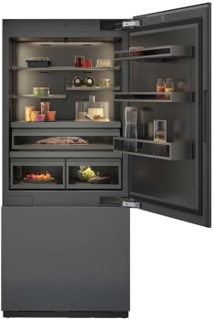 Gaggenau Vario 400 Series RVB497790 - 36 Inch Panel Ready Built-In Bottom Mount Smart Refrigerator in Opened Fridge View