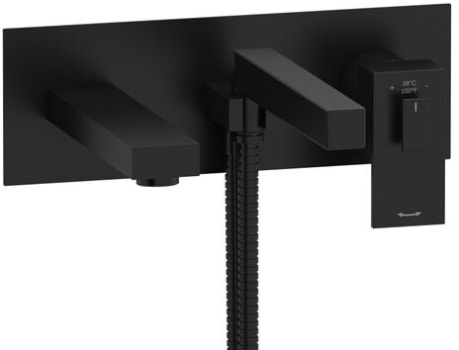 Rohl Kubik TUS21BK - Kubik Wall Mount Tub Filler Trim with Hand Shower in Black