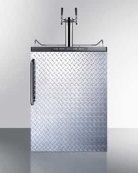 Summit SBC635MDPLTWIN - Diamond Plate Beer Dispenser with Towel Bar Handle