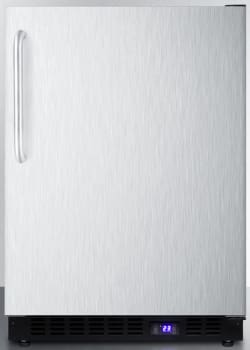 Summit SCFF53BXSSTB 24 Inch Undercounter Freezer with Adjustable Chrome Shelves Door Temperature Alarms Temperature Memory Function Recessed LED Light Sabbath Mode and Commercially Approved Stainless ...