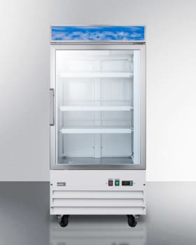Summit Scfu1211frost 27 Inch Commercial Beer Froster With Self Closing Door Weight Resistant Shelving Cantilevered Shelves Double Pane Thermal Glass Door Light Box Digital Thermostat Casters Etl S Listed Interior Light Fan Forced Cooling Cfc Free