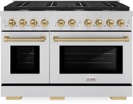 ZLINE Autograph Edition SDRZ48CB - 48 Inch Pro-Style Double Oven Dual Fuel Range
