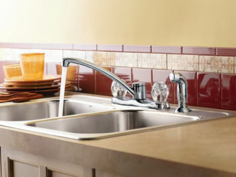 Moen 7910 Double Knob Cast Spout Kitchen Faucet with 9-1/4 Inch Reach