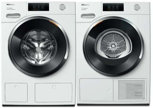 Miele MIWADREWCS980 - Side by Side Washer & Dryer with Front Load Washer & Heat Pump Dryer in White