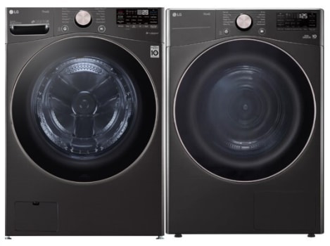 LG LGWADREHBA4002B - Side-by-Side Washer & Dryer Set with Smart Front Load Washer and Electric Dryer in Black Steel