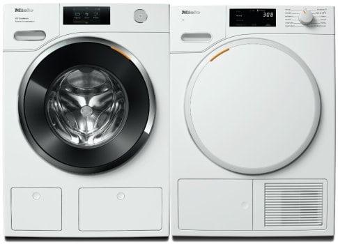 Miele MIWADREWCS9802 - Side by Side Washer & Dryer Set with Front Load Washer & Heat Pump Dryer in White