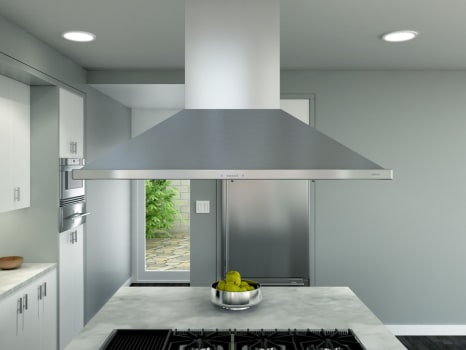 Zephyr Zsle48bs 48 Inch Island Mount Chimney Range Hood With Icon Zephyr Essentials Europa Siena Zsle48bs Front View