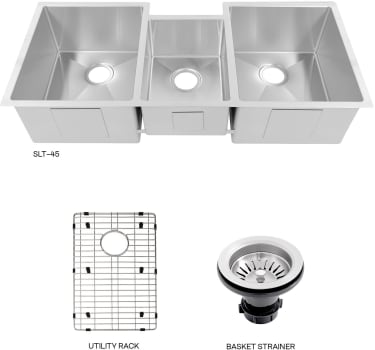 ZLINE SLT45 - Breckenridge 45 Inch Undermount Triple Bowl Stainless Steel Kitchen Sink with Accessories