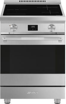 Smeg Professional Series SPR24UIMX - 24 Inch Freestanding Induction Range in Front View