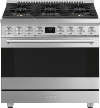 Smeg Professional Series SPR36UGMX - 36 Inch SS Freestanding Dual Fuel Range