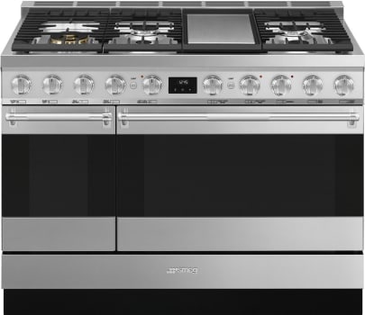 Smeg SPR48UGMX - 48 Inch Freestanding Dual Fuel Range in Front View