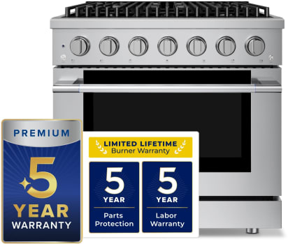 Hauslane PRD36SS - 36 Inch Freestanding Gas Range