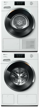 Miele MIWADREWCS9081 - Stacked Washer & Dryer Set with Front Load Washer & Heat Pump Dryer in White