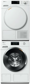 Miele MIWADREWCS9803 - Stacked Washer & Dryer Set with Front Load Washer & Heat Pump Dryer in White