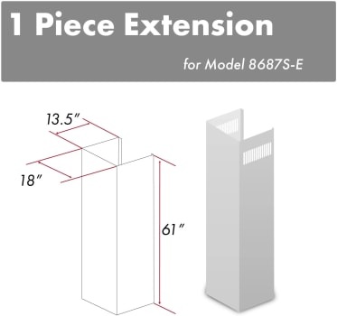ZLINE 8687SE - 61 Inch DuraSnow Stainless Steel Chimney Extension