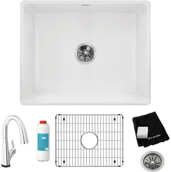 Elkay Fireclay Collection SWUF2520WHFLC - Elkay® Fireclay Single Bowl Farmhouse Sink Kit with Filtered Faucet and Accessories