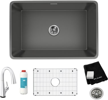 Elkay Fireclay Collection SWUF28179MGFLC - Elkay® Fireclay Single Bowl Farmhouse Sink Kit with Filtered Faucet