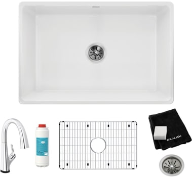 Elkay Fireclay Collection SWUF28179WHFLC - Elkay® Fireclay Single Bowl Farmhouse Sink Kit with Filtered Faucet