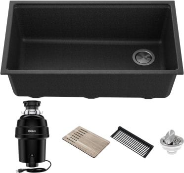 Kraus Bellucci™ KGUW233MB100100 - 33 Inch Undermount Granite Composite Single Bowl Kitchen Sink with WasteGuard™ Garbage Disposal