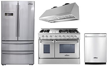 Thor Kitchen Tkkpreradwrh16 4 Piece Kitchen Appliances Package With French Door Refrigerator Dual Fuel Range And Dishwasher In Stainless Steel