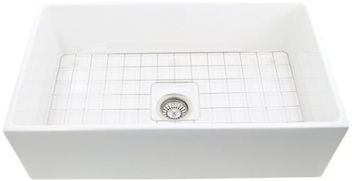 Nantucket Sinks TPS33W - 33 Inch White Fireclay Farmhouse Kitchen Sink
