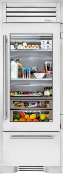 True Residential TR30RBFRSGA - 30 Inch Bottom Freezer Refrigerator Column in Front View