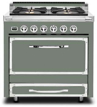 Viking Tuscany Series TVDR3614BEU - 36 Inch Freestanding Dual Fuel Range in Eucalyptus Finish
