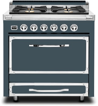 Viking Tuscany Series TVDR3614BSQ - 36 Inch Freestanding Dual Fuel Range in Front View