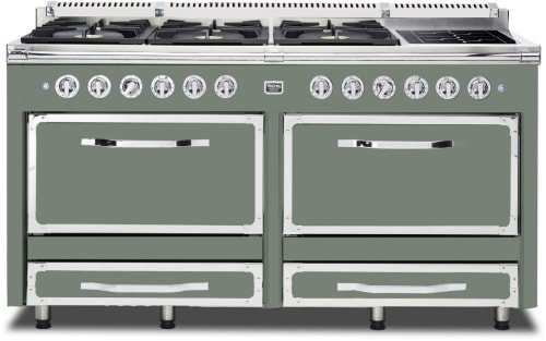 Viking Tuscany Series TVDR6616IEU - 66 Inch Freestanding Dual Fuel Range in Eucalyptus Finish
