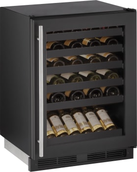 U Line U1224wcb00b 24 Inch Built In Wine Storage With 48 Bottle Capacity Led Lighting Vinyl Racking Reversible Door Swing Digital Touch Pad Control Sabbath Mode And Star K Certified Black