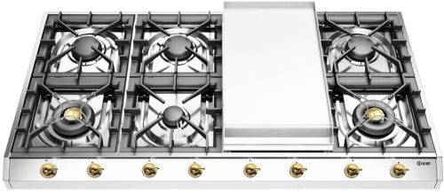 Ilve Nostalgie II Collection UHCP1265FNSSG - ILVE Nostalgie II 48 inch Built-In Gas Cooktop with Griddle in Stainless Steel