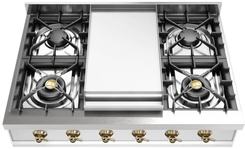 Ilve Nostalgie II Collection UHCP36FNSSG - Nostalgie II 36 inch Built-In Gas Rangetop with Griddle, in Stainless Steel