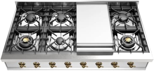 Ilve Nostalgie II Collection UHCP48FNSSG - Nostalgie II 48 inch Built-In Gas Rangetop with Griddle, in Stainless Steel