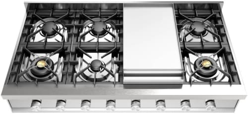 Ilve Professional Plus II UHCP48FSS - Professional Plus II 48 inch Built-In Gas Rangetop with Griddle in Stainless Steel